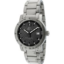 Gino Franco Men's Stainless Steel Carbon Fiber Dial Watch