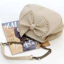 Girlish Charm Studded Tie Bow Decorated Irregular Clip Purse Bag 2 ...