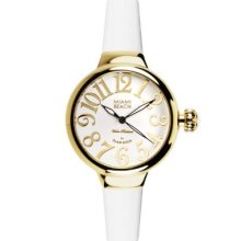 Glam Rock Art Deco Collection Women's Quartz Watch With White Dial Analogue Display And White Silicone Strap 0.96.2982