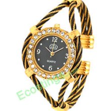 Golden & Good Round Watch Case Bracelet Girl's Quartz Watch