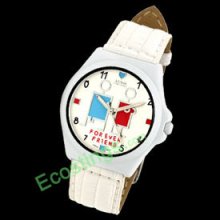 Good Cartoon Person Pattern Leather Wrist Watch