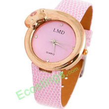 Good Jewelry Leopard Watchcase Quartz Watch - Pink