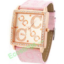 Good Jewelry Quartz Wrist Watches Man-made Crystal and Pink Brand