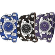 Gp By Brinley Co. Women's Rhinestone Studded Wrap-around Watch