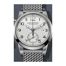 Graham Chronofighter 1695 Steel 42mm Watch - Silver Dial, Stainless Steel Bracelet 2CXAS.S01A Chronograph Sale Authentic