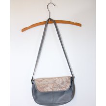 Gray and Tapestry Shoulder Bag