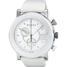 Gucci G-timeless White Dial Chronograph Rubber Strap Mens Watch Ya101346