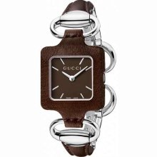 Gucci Leather Brown Dial Women's Watch #YA130403