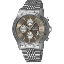 Gucci Men's 'timeless' Brown Dial Stainless Steel Chronograph Watch Ya126213