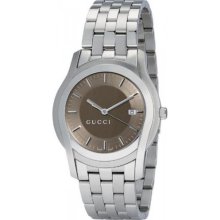 Gucci Men's Ya055215 Class Brown Dial Stainless Steel Watch