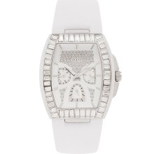 Guess White Leather Strap Ladies Watch U15025L2