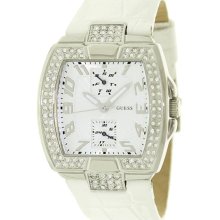 Guess Women's W11103L2 White Leather Quartz Watch with Beige Dial ...