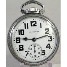 â–º Hamilton 16s 21j 992 Porcelain Dial Railroad Pocketwatch â—„