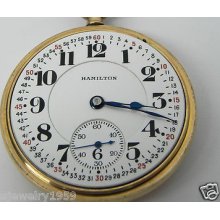 Hamilton Railroad Pw 16 Sz 992 Of 21j Lancaster Movement. Montgomery Dial.clean