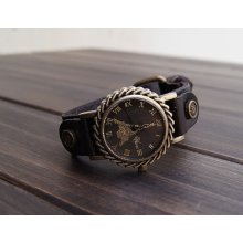 Hand-woven highend suede brecelet watch, leather retro watch,unisex charm bracelet watch DA056