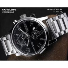 Handlove Stainless Steel Glossy Black Dial Men's Watch