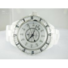 Haorui Big Diamond Bezel Dive Quartz Ladies Watch White Fully Real C