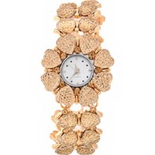 Heart Rhinestones Bracelet Women's Quartz Wrist Watch Round Dial