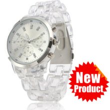 Hot Sale Men Women Sport Cool Quartz White Band Wrist Watch Crystal Analog Dial