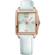 Hugo Boss Women's White Leather Rose Gold Fashion Watch 1502222