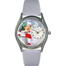 Ice Skating Italian Leather Band And Silvertone Colorful Face Watch S0810006