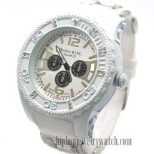 ICED MENS TECHNO KING KHALIFA WATCHES WHITE FACE w/ WHITE BAND #W5561