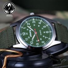 Infantry Russian Army Green Analog Sport Mens Wrist Watch Nylon Glow In Dark