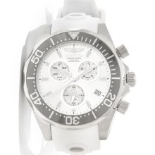 Invicta 12397 Men's Grand Diver Silver White Dial Rubber Strap Chrono Dive Watch