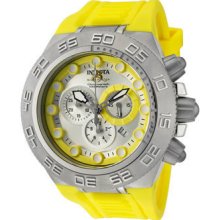 Invicta Mens Subaqua Sport Chronograph Silver Yellow Polyurethane Watch 1534