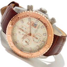 Invicta Reserve Men's Pro Diver Swiss Valjoux 7750 Automatic Chronograph Leather Strap Watch