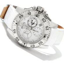 Invicta Reserve Women's Excursion Elegant Swiss Made Quartz Chronograph Leather Strap Watch SILVERTONE