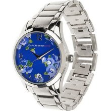 Isaac Mizrahi Live! Floral Face Bracelet Watch - Silvertone/Blue - One Size