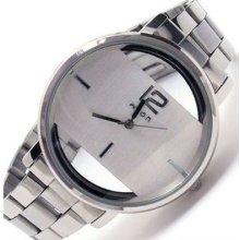 Japan Movement Silver Stainless Steel Men Ladies Special See Through Wrist Watch