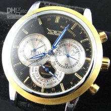 Jaragar Automatic Mechanical Watches Movement Men Leather Dive Gold