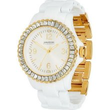 Joan Rivers Linked in Color Baguette Bezel Watch - White - One Size