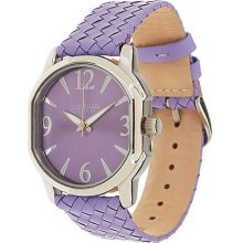 Joan Rivers Woven in Color Leather Strap Watch - Lilac - One Size