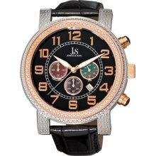 Joshua & Sons Watches Men's Black Dial Black Leather Black Leather/Bla