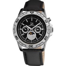 Joshua & Sons Watches Men's Black Dial Black Leather Black Leather/Bl