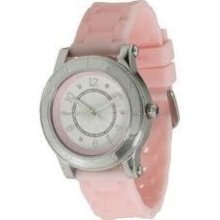 Juicy Couture Ladies Hrh Pink Rubber Silver Watch 1900829