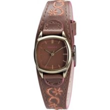 Kahuna Women's Quartz Watch With Brown Dial Analogue Display And Brown Leather Cuff Kls-0196L