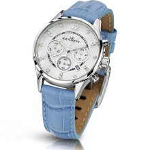 Kennett Lady Savro Blue Strap Silver Case Chronograph Watch