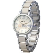 KIMIO Women's Round Dial Quartz Analog Watch (White)