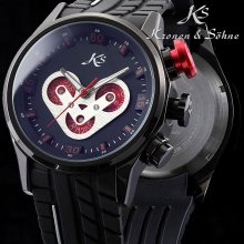 Ks Men Luxury Day Date Automatic Mechanical Black Silicone Sport Wrist Watch