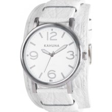 KUC-0055G Kahuna Mens Oversized White Leather Cuff Watch