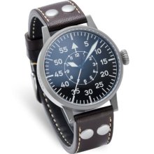 Laco 1925 Pilot Men's Quartz Watch With Black Dial Analogue Display And Brown Leather Strap 861745