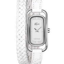 Lacoste 'Sienna' Double Wrap Braided Strap Watch White/ Silver