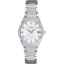 Ladies Casual Bulova Quartz Stainless Steel Silver Dial Watch 96m111