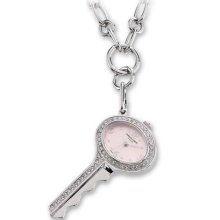 Ladies Charles Hubert Stainless Steel Pink Dial Pendant Watch