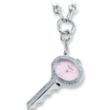 Ladies Charles Hubert Stainless Steel Pink Dial 25mm Pendant Watch