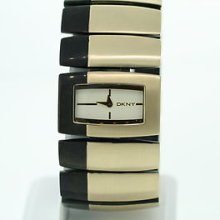 Ladies Dkny Ny-4382 Black & Gold Rectangular St. Steel Bracelet Watch